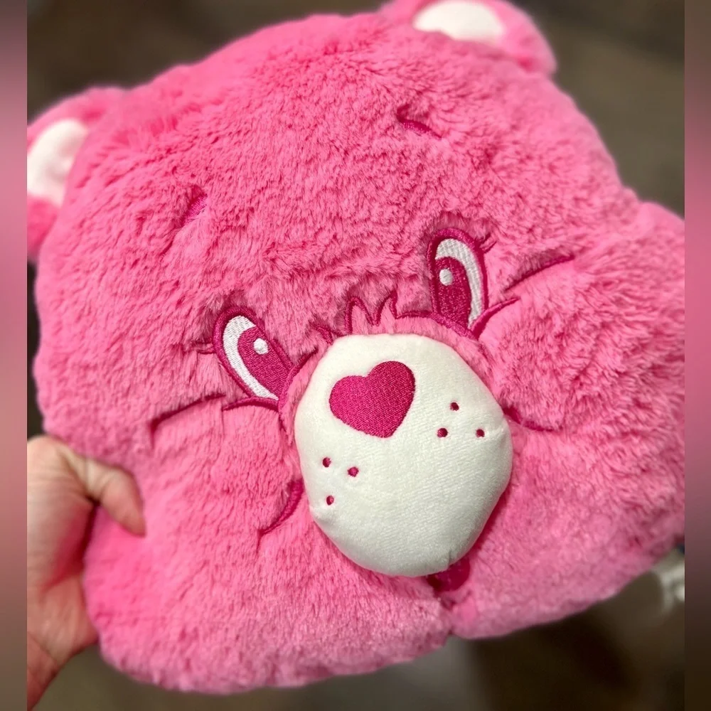 CARE BEARS Pink Fur Pillow - NWT
